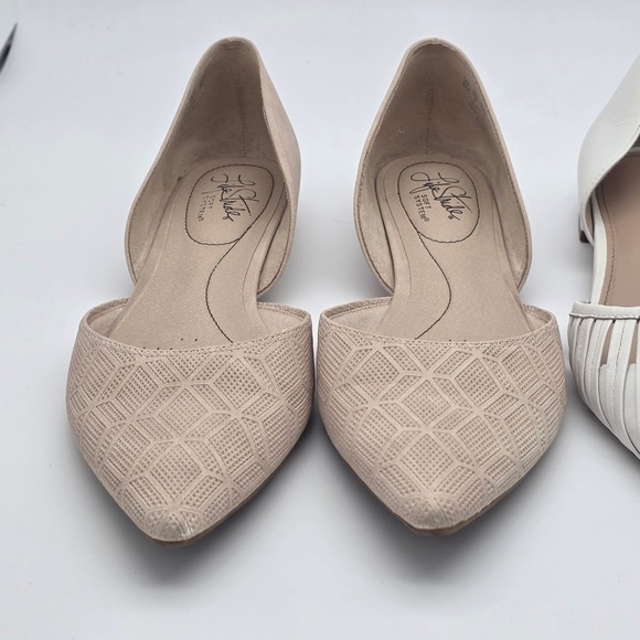 D 'Orsay Pointed Flats Bundle Women 8 Nude White Office Minimalist Neutral Shoes - Picture 3 of 14